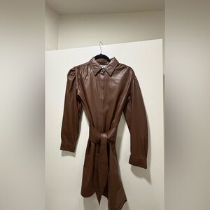 BB Dakota Brown Faux Leather Trench Coat